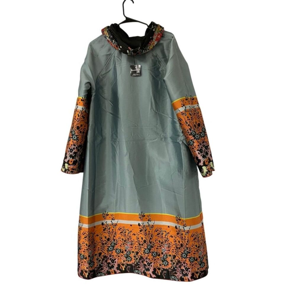 Ubu Womens Reversible Parisian Raincoat Jacket Large Red black Floral Hooded NWT - Picture 3 of 12